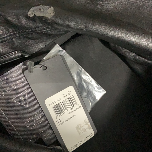 GUESS SLEEVLESS FAUX LEATHER JACKET - Picture 10 of 10